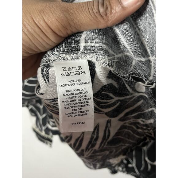 Cynthia Rowley 100% Linen European Flax Botanical Lace Trim Blouse Womens Medium - Picture 6 of 8